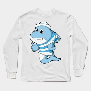 Dolphin as Sailor with Sailor hat Long Sleeve T-Shirt